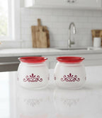 300 ML Frosted Storage Jar with Maroon Floral Design