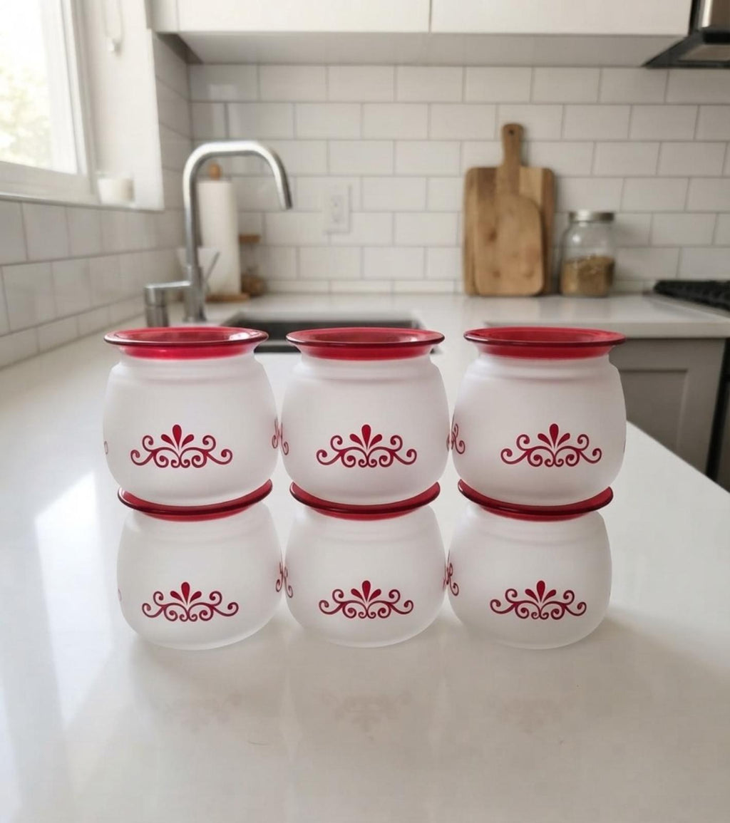 300 ML Frosted Storage Jar with Maroon Floral Design