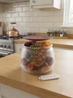 300 ML Frosted Storage Jar with Maroon Floral Design
