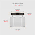 100 ML Hexagonal Glass Jar with Black Cap