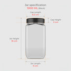 1000 ML Cubical Glass Storage Jars