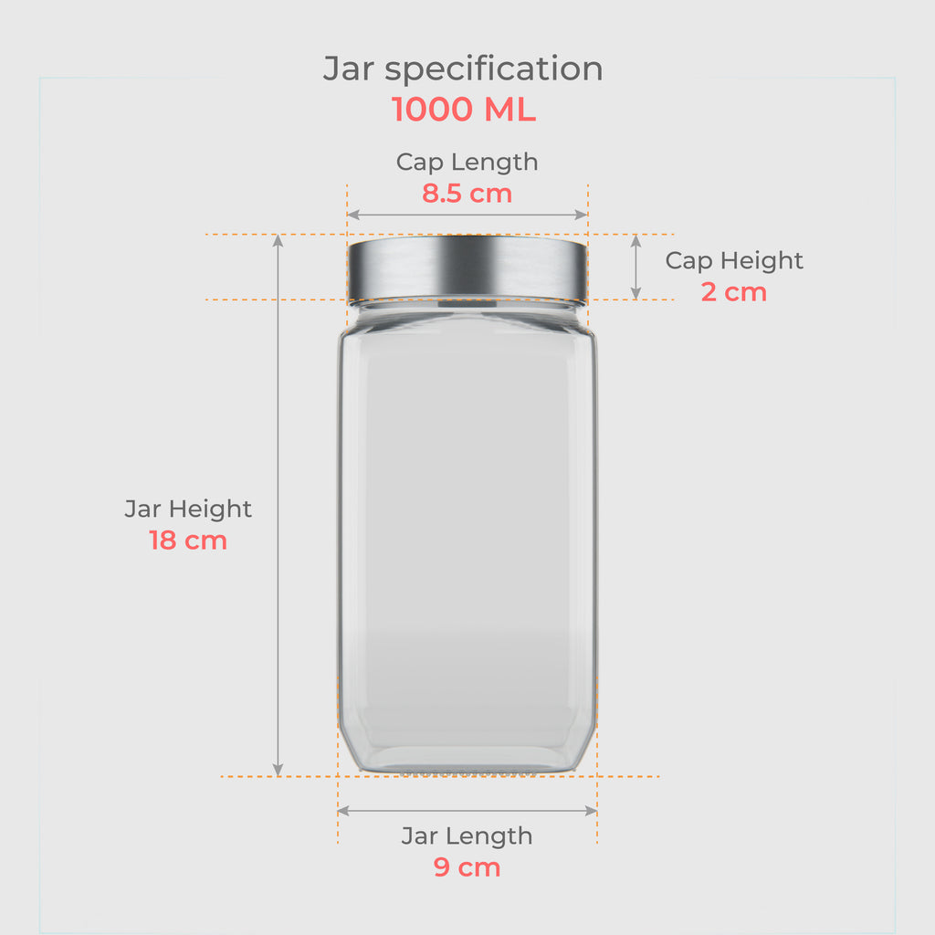 1000 ML Cubical Glass Storage Jars