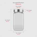 1000 ML Cubical Glass Storage Jars