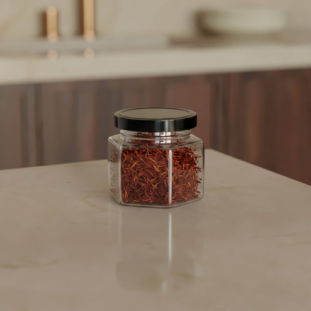 100 ML Hexagonal Glass Jar with Black Cap