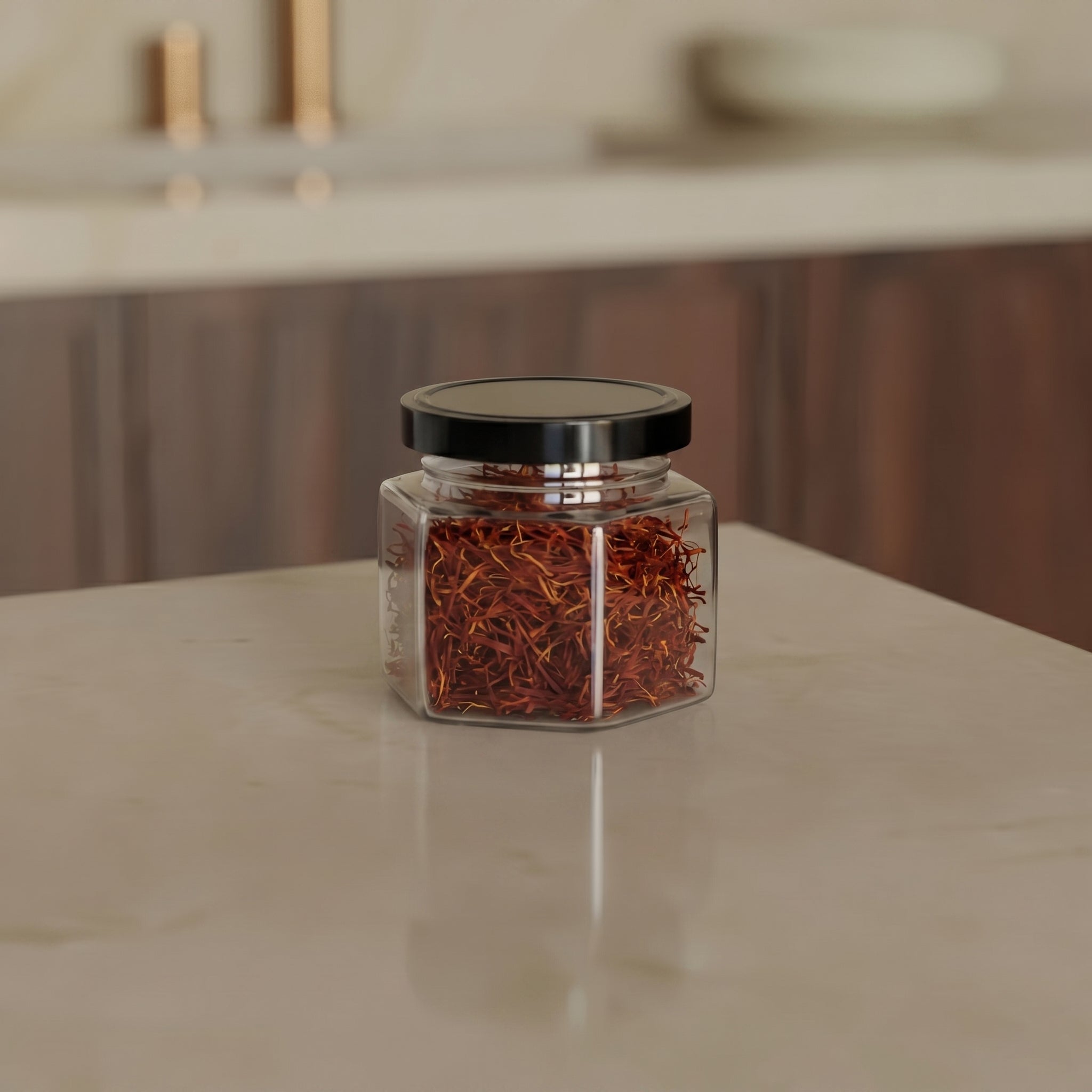 100 ML Hexagonal Glass Jar with Black Cap