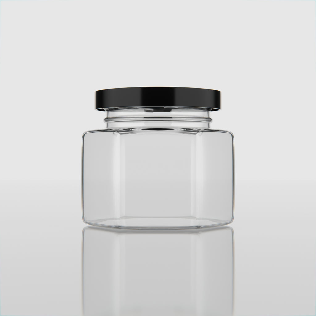 100 ML Hexagonal Glass Jar with Black Cap