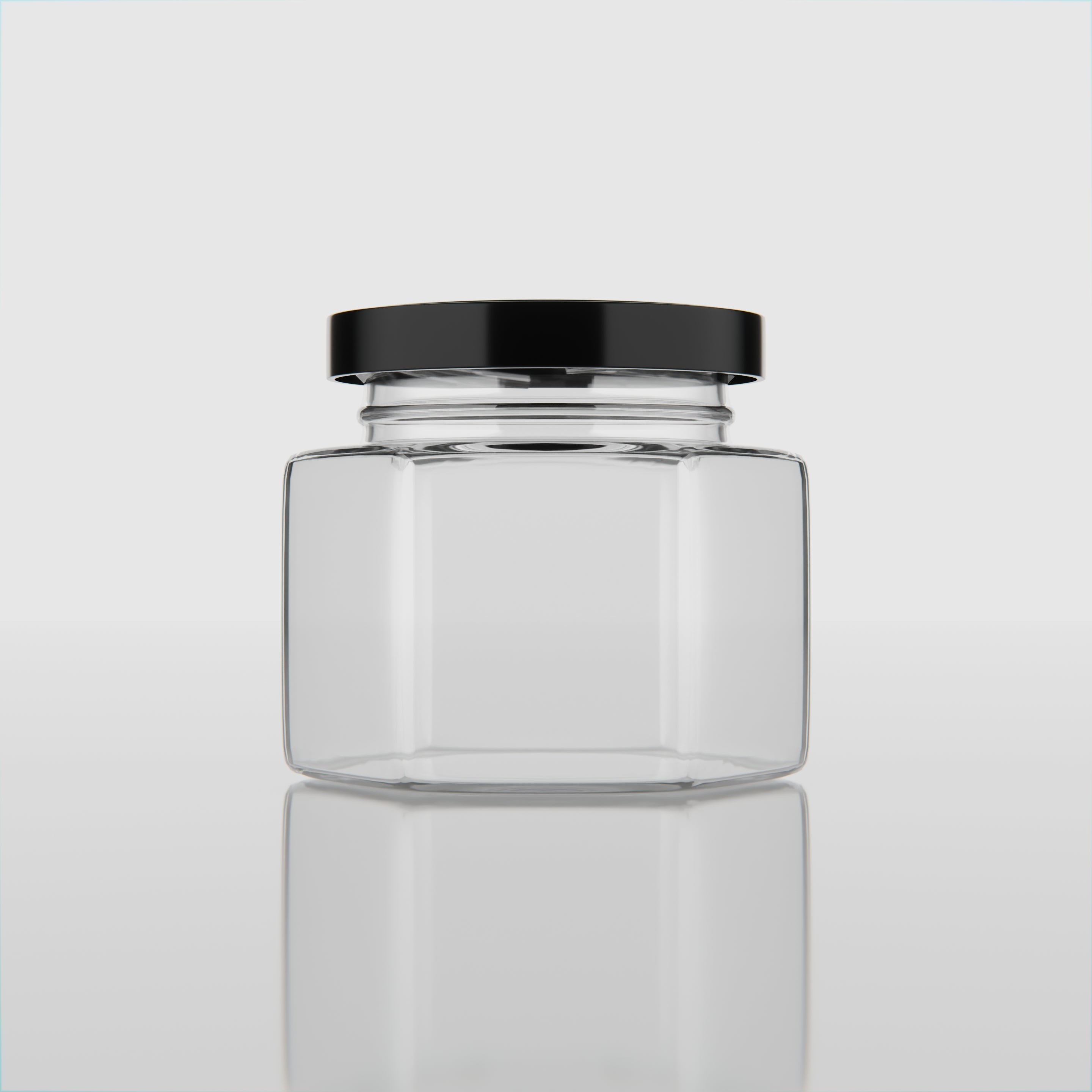 100 ML Hexagonal Glass Jar with Black Cap
