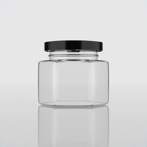 100 ML Hexagonal Glass Jar with Black Cap
