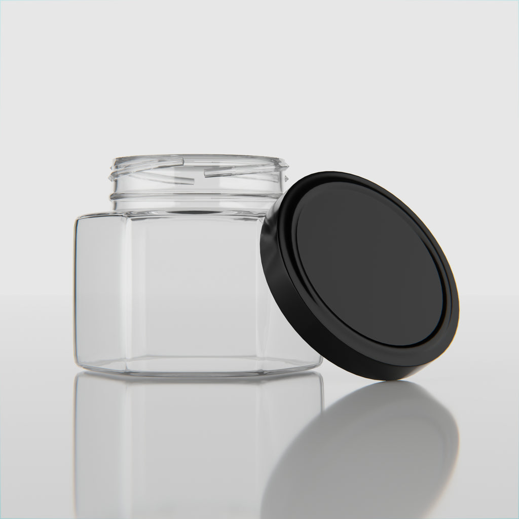 100 ML Hexagonal Glass Jar with Black Cap