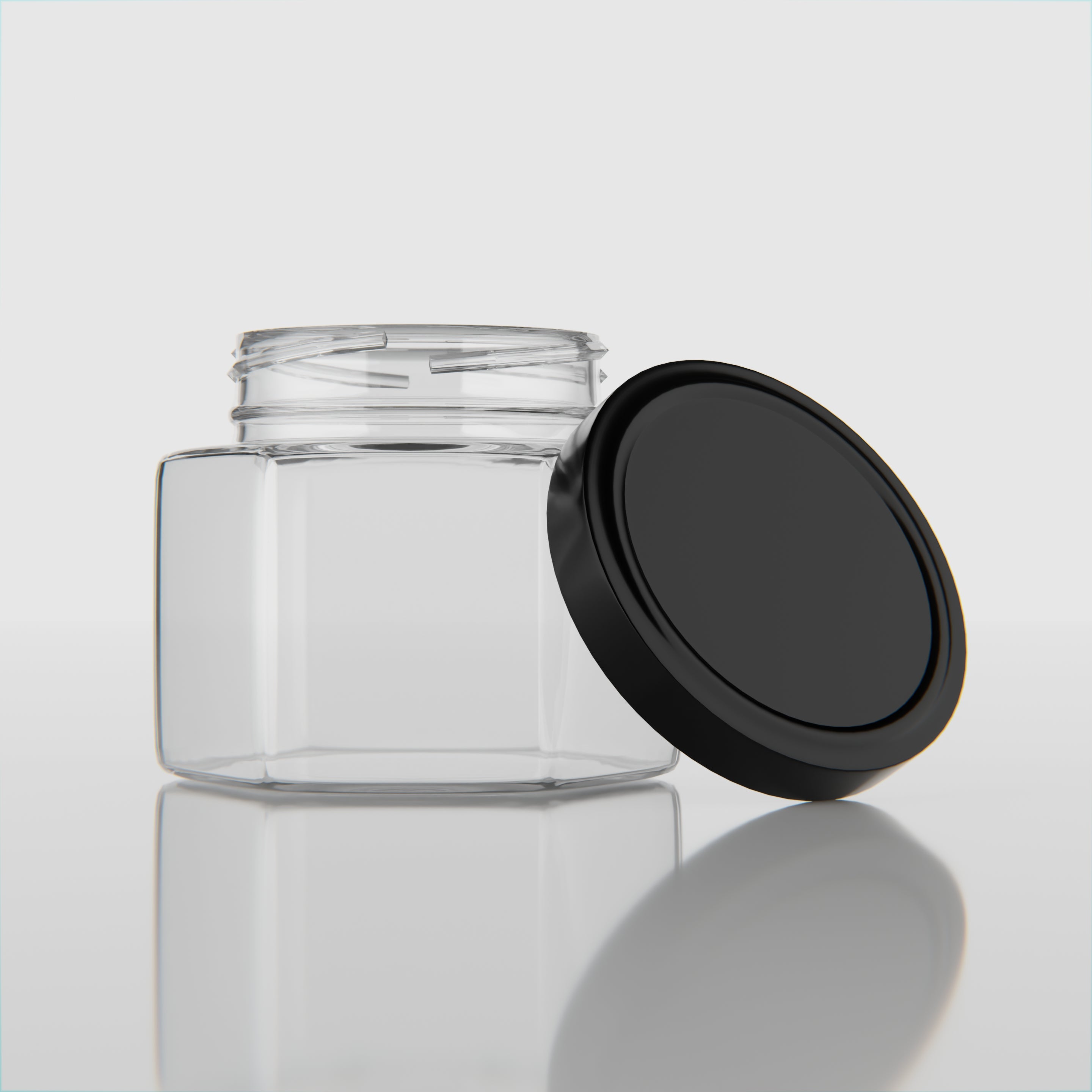 100 ML Hexagonal Glass Jar with Black Cap