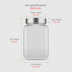 1800 ML Cubical Glass Storage Jars