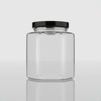 190 ML Hexagonal Glass Jar with Black & Gold Cap
