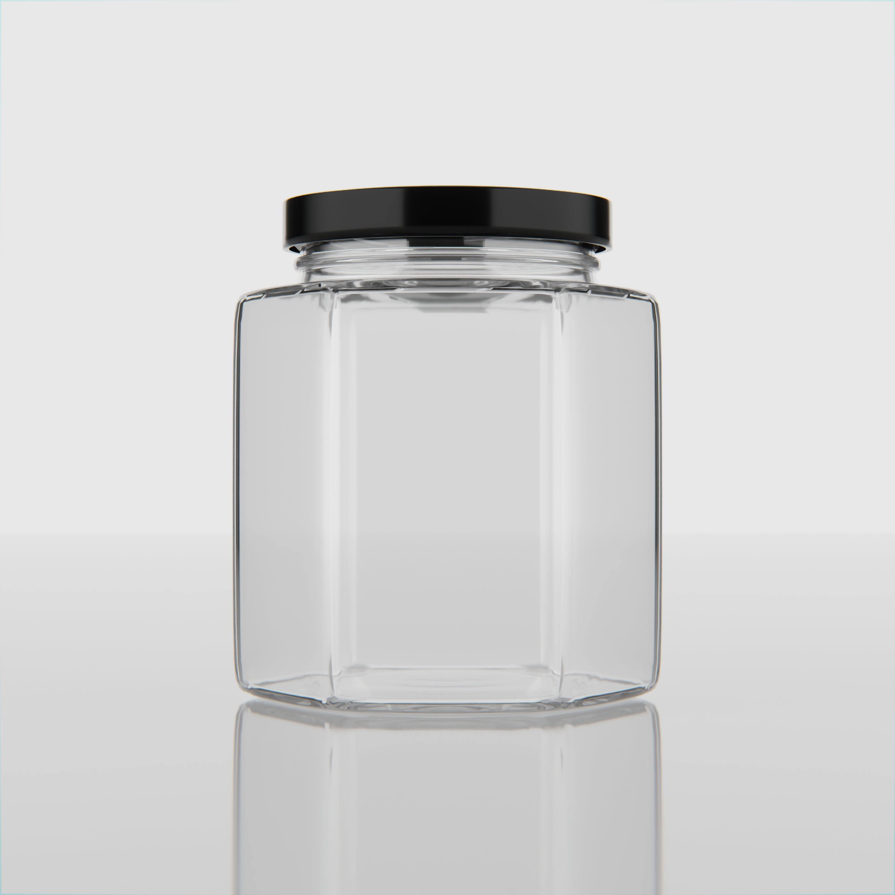 190 ML Hexagonal Glass Jar with Black & Gold Cap