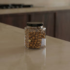 190 ML Hexagonal Glass Jar with Black & Gold Cap