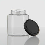 190 ML Hexagonal Glass Jar with Black & Gold Cap
