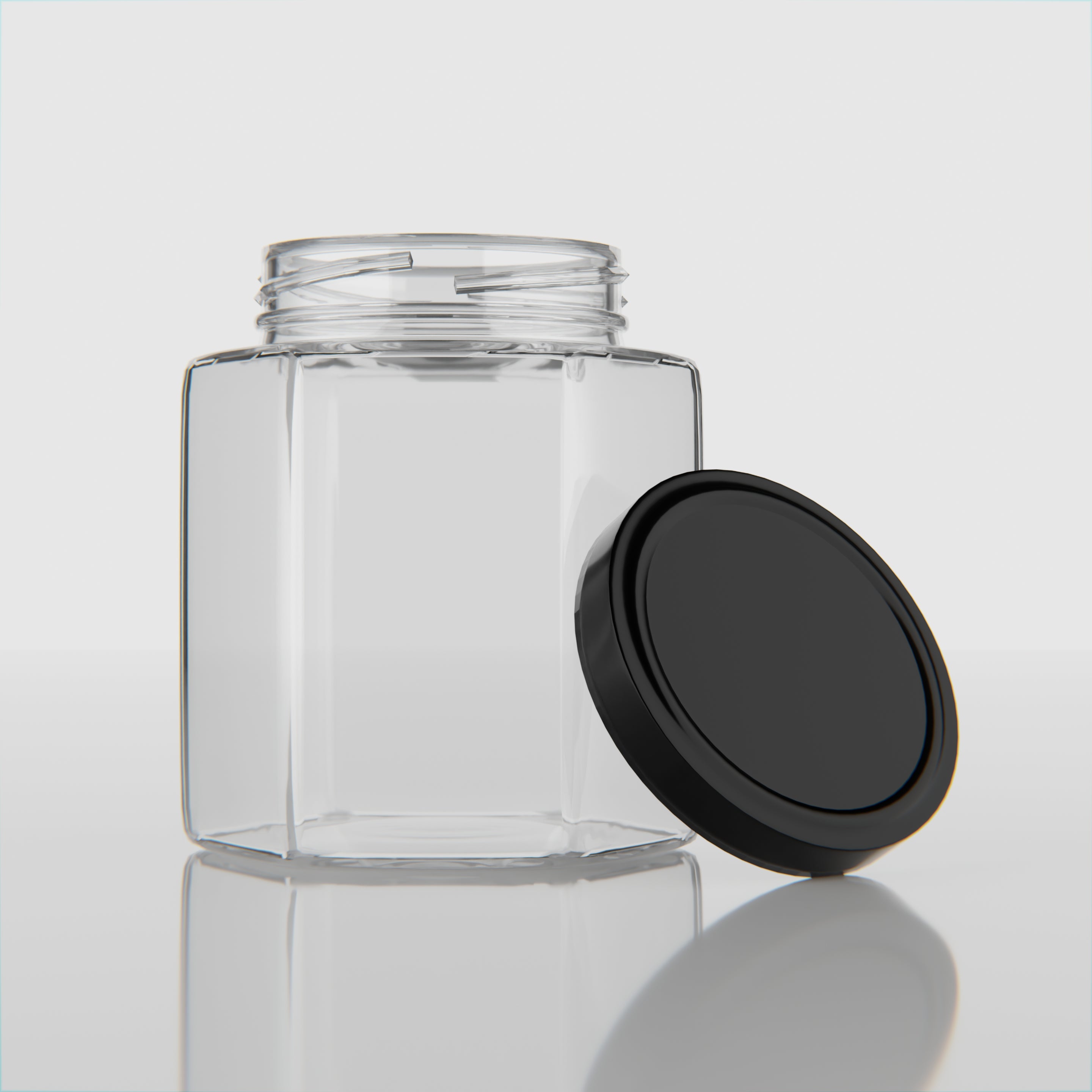 190 ML Hexagonal Glass Jar with Black & Gold Cap