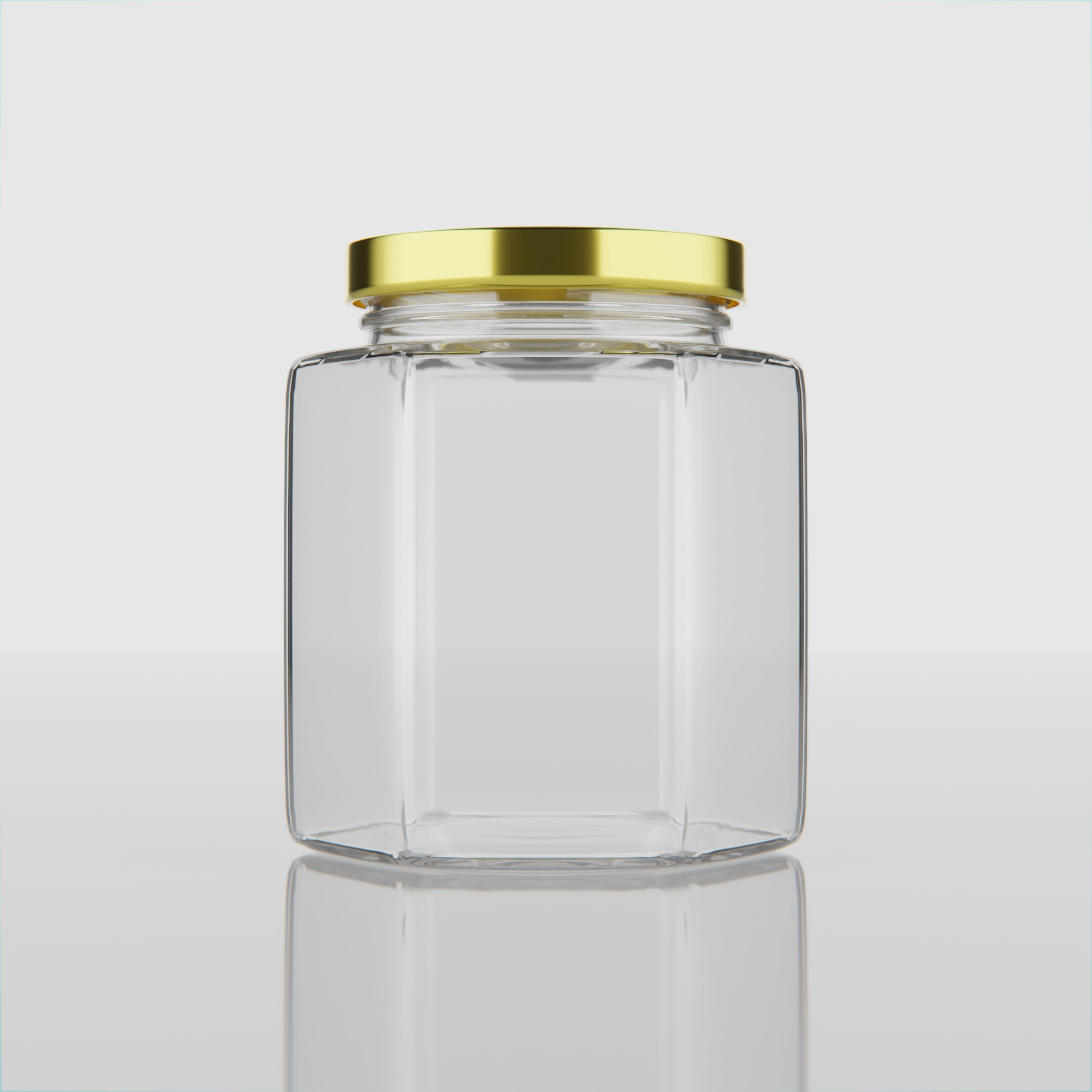 190 ML Hexagonal Glass Jar with Black & Gold Cap
