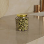 190 ML Hexagonal Glass Jar with Black & Gold Cap