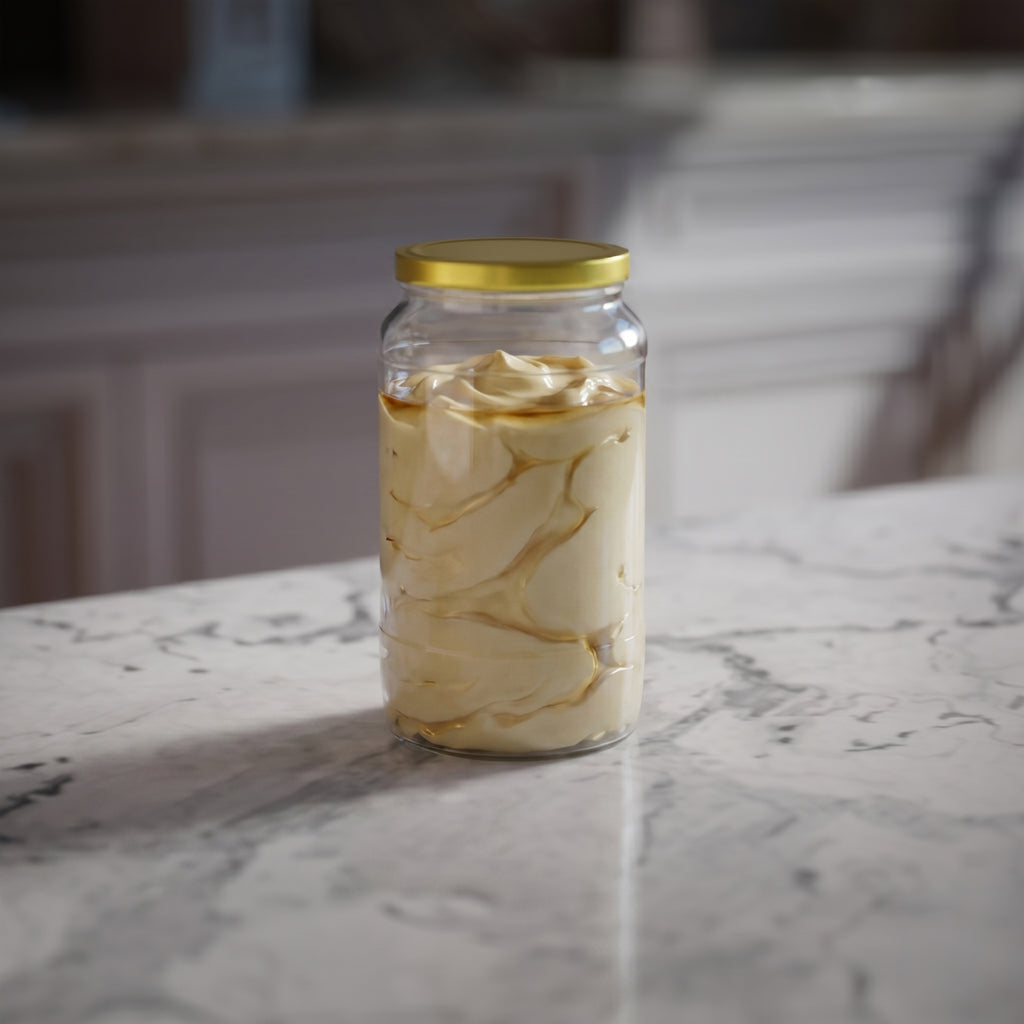 1 KG Butter Glass Jar with Black & Golden Lid