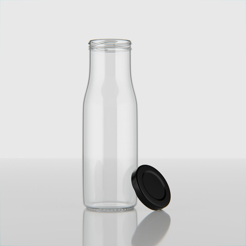 200 ML Milk Glass Bottle with Black, Gold & RX Cap