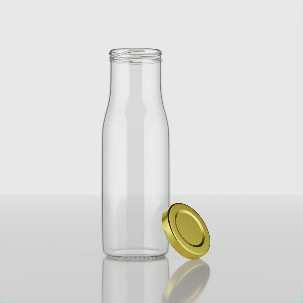 200 ML Milk Glass Bottle with Black, Gold & RX Cap