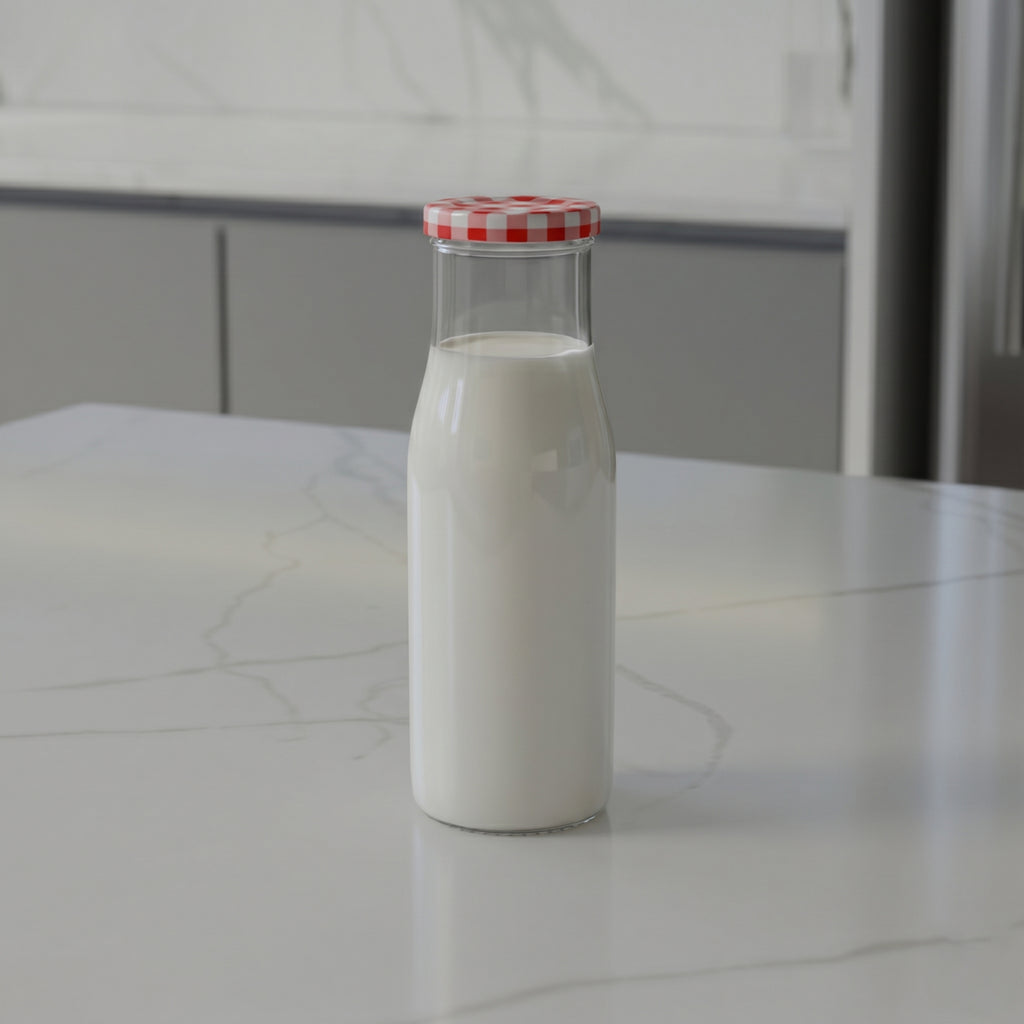 200 ML Milk Glass Bottle with Black, Gold & RX Cap