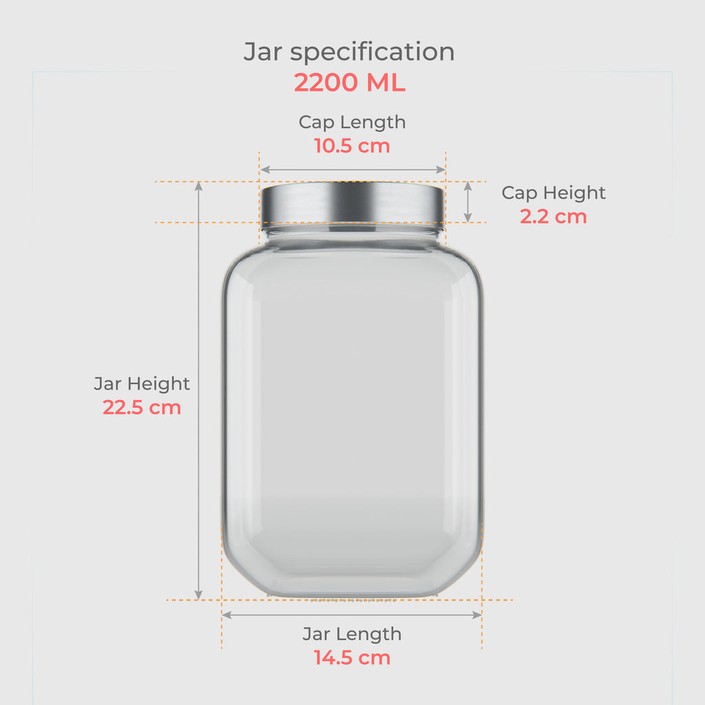 2200 ML Cubical Glass Storage Jars