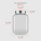 2200 ML Cubical Glass Storage Jars