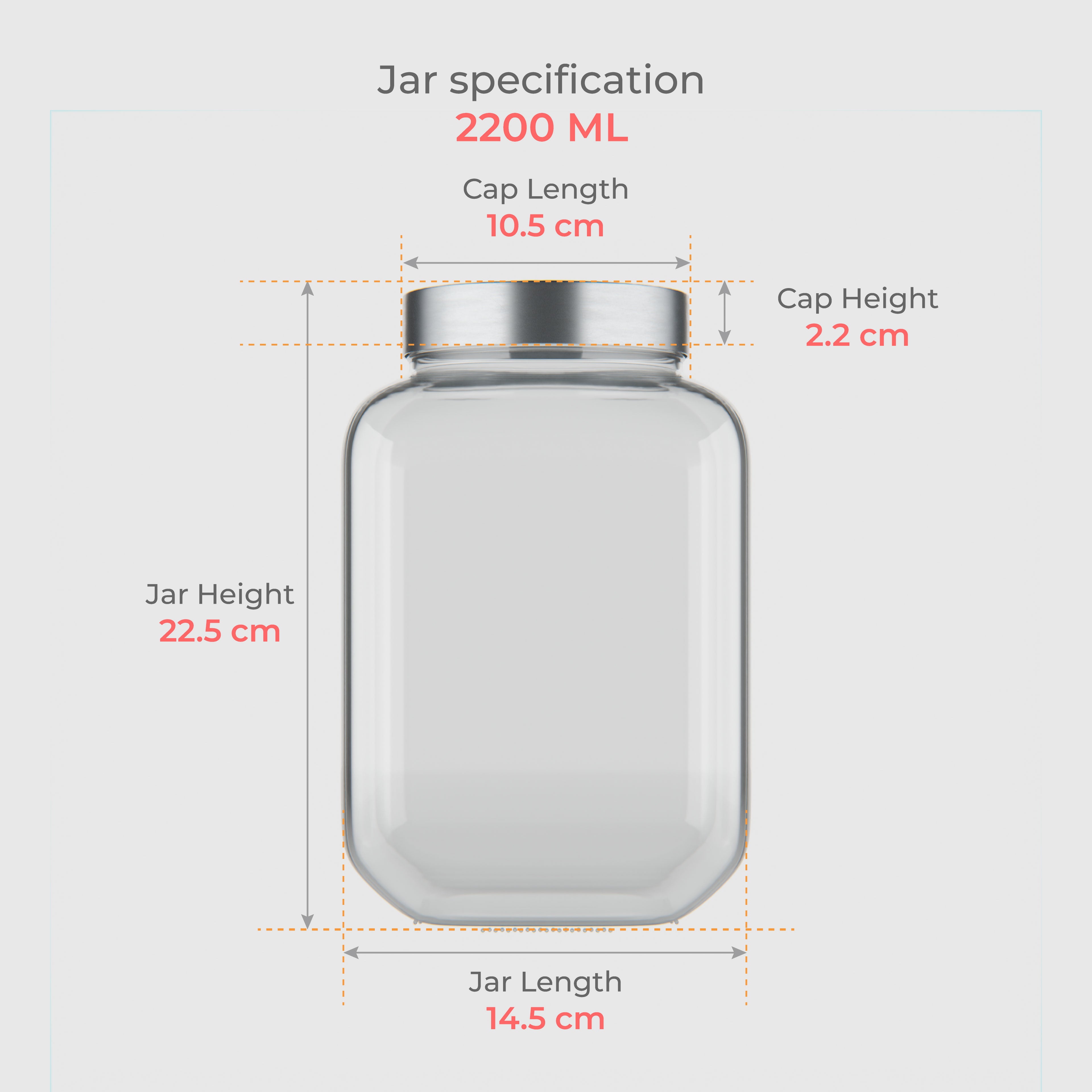 2200 ML Cubical Glass Storage Jars