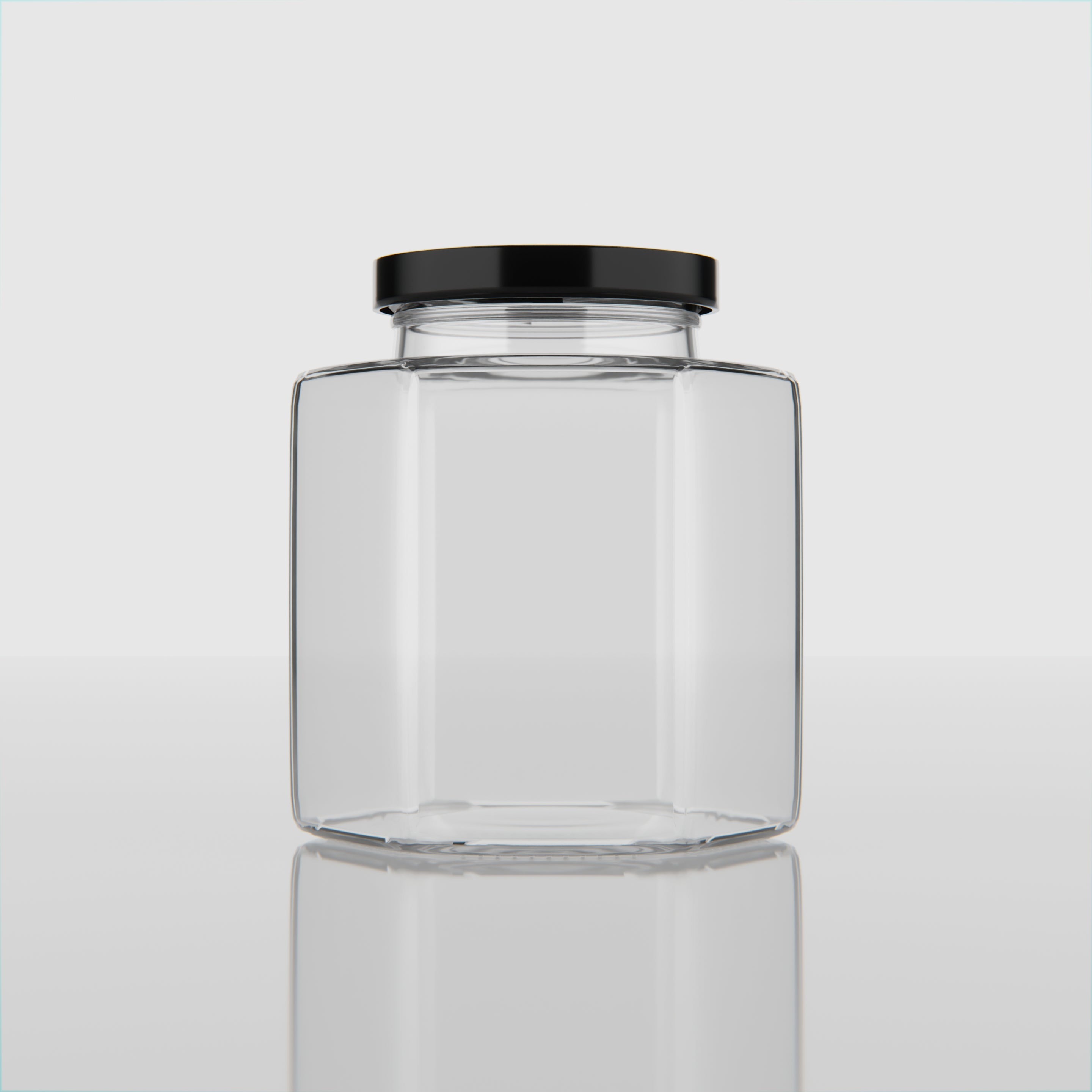 250 ML Hexagonal Glass Jar with Black & Gold Cap