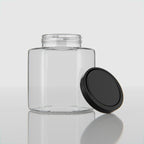 250 ML Hexagonal Glass Jar with Black & Gold Cap