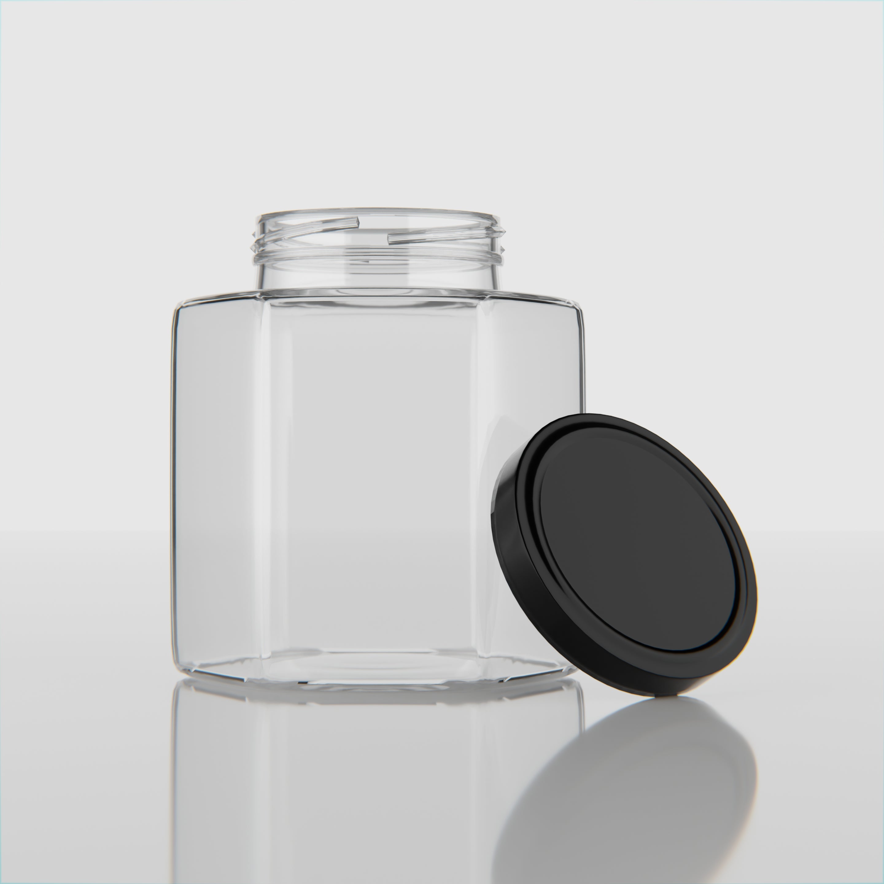 250 ML Hexagonal Glass Jar with Black & Gold Cap