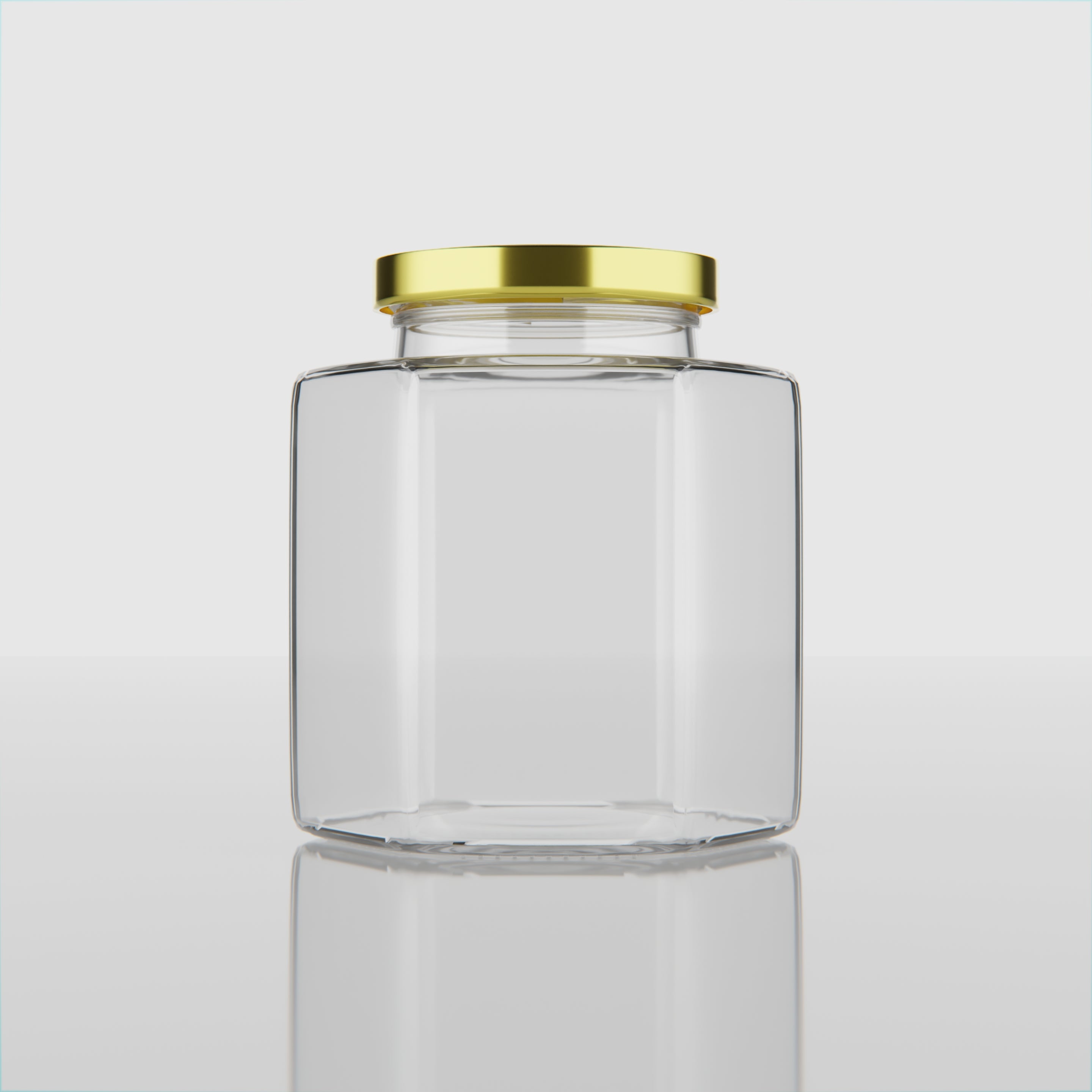 250 ML Hexagonal Glass Jar with Black & Gold Cap