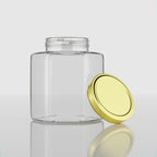 250 ML Hexagonal Glass Jar with Black & Gold Cap