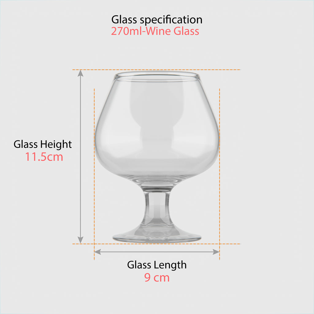 270 ML Premium Clear Wine Glasses