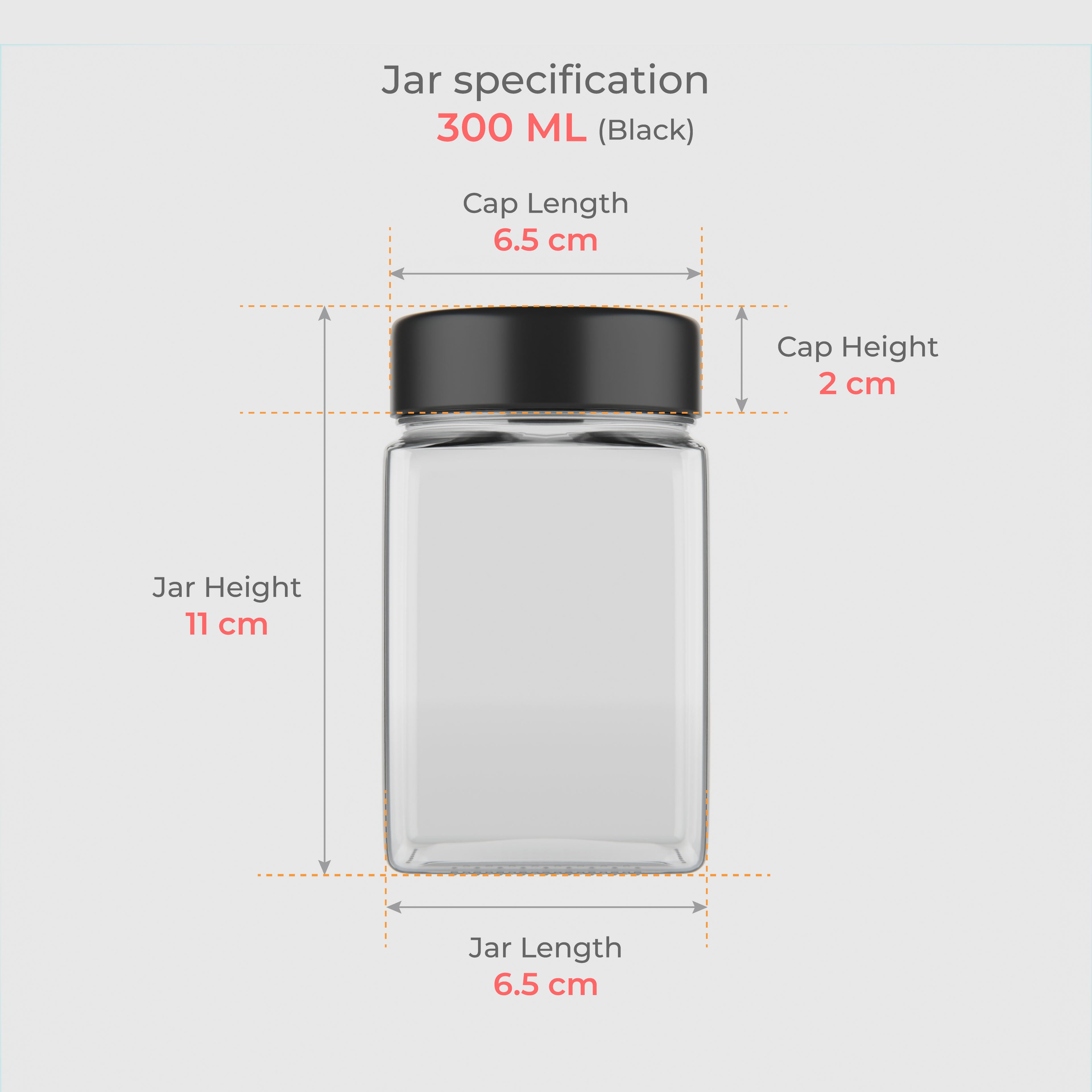300 ML Cubical Glass Jar