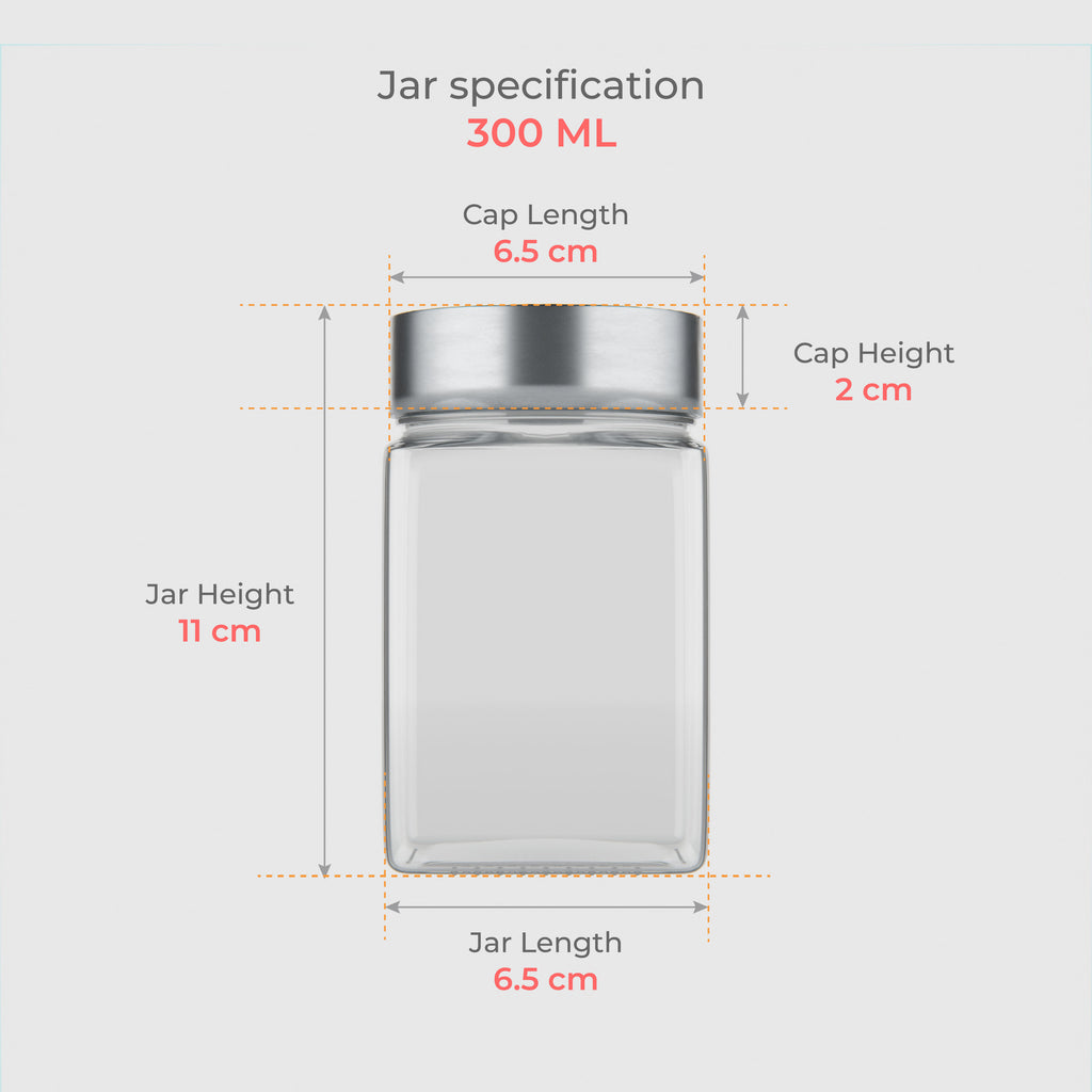 300 ML Cubical Glass Jar