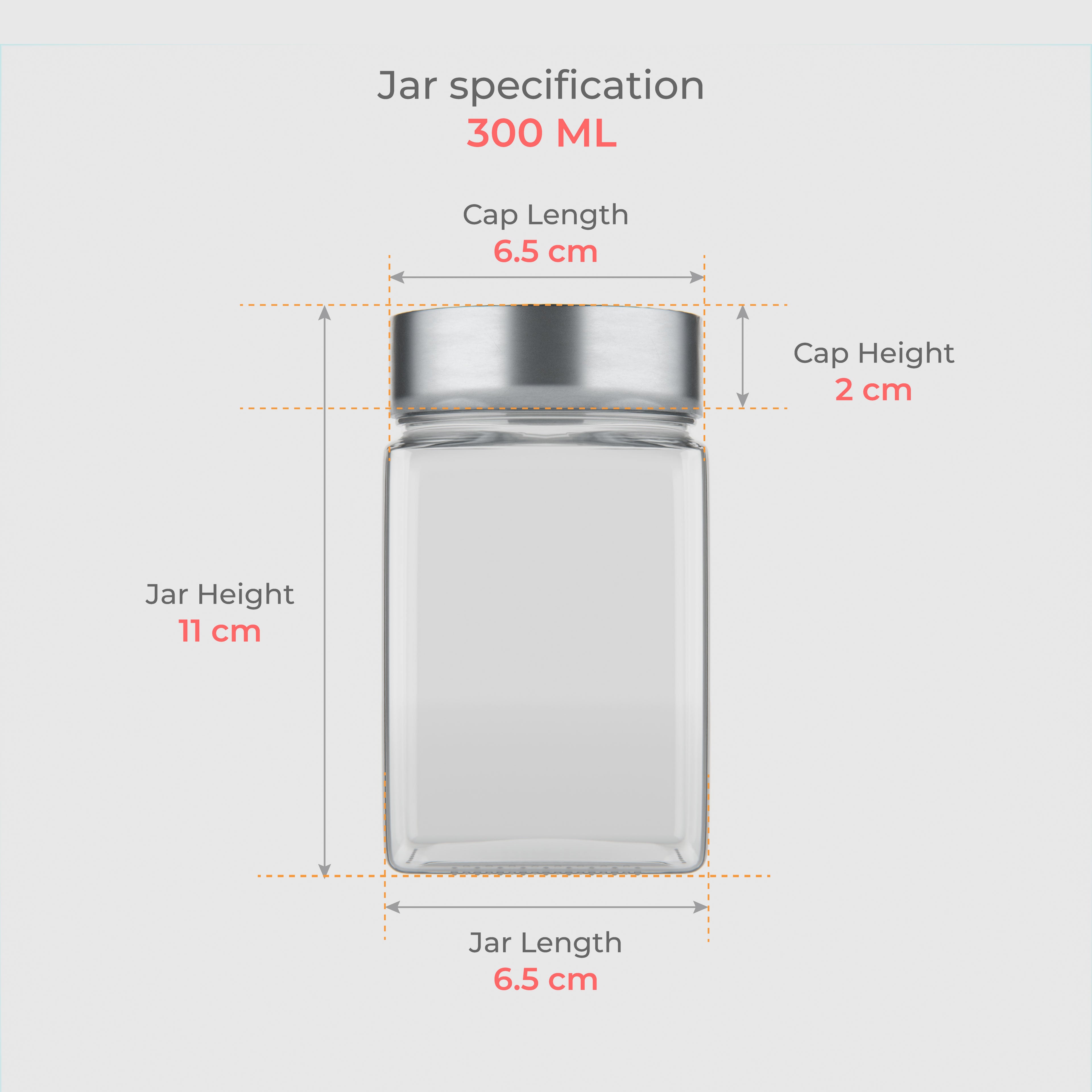 300 ML Cubical Glass Jar