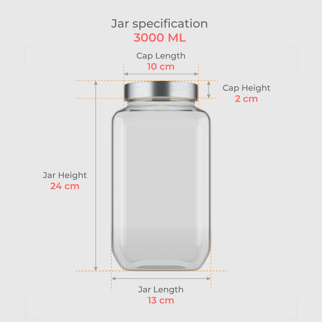 3000 ML Cubical Glass Storage Jars