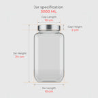 3000 ML Cubical Glass Storage Jars