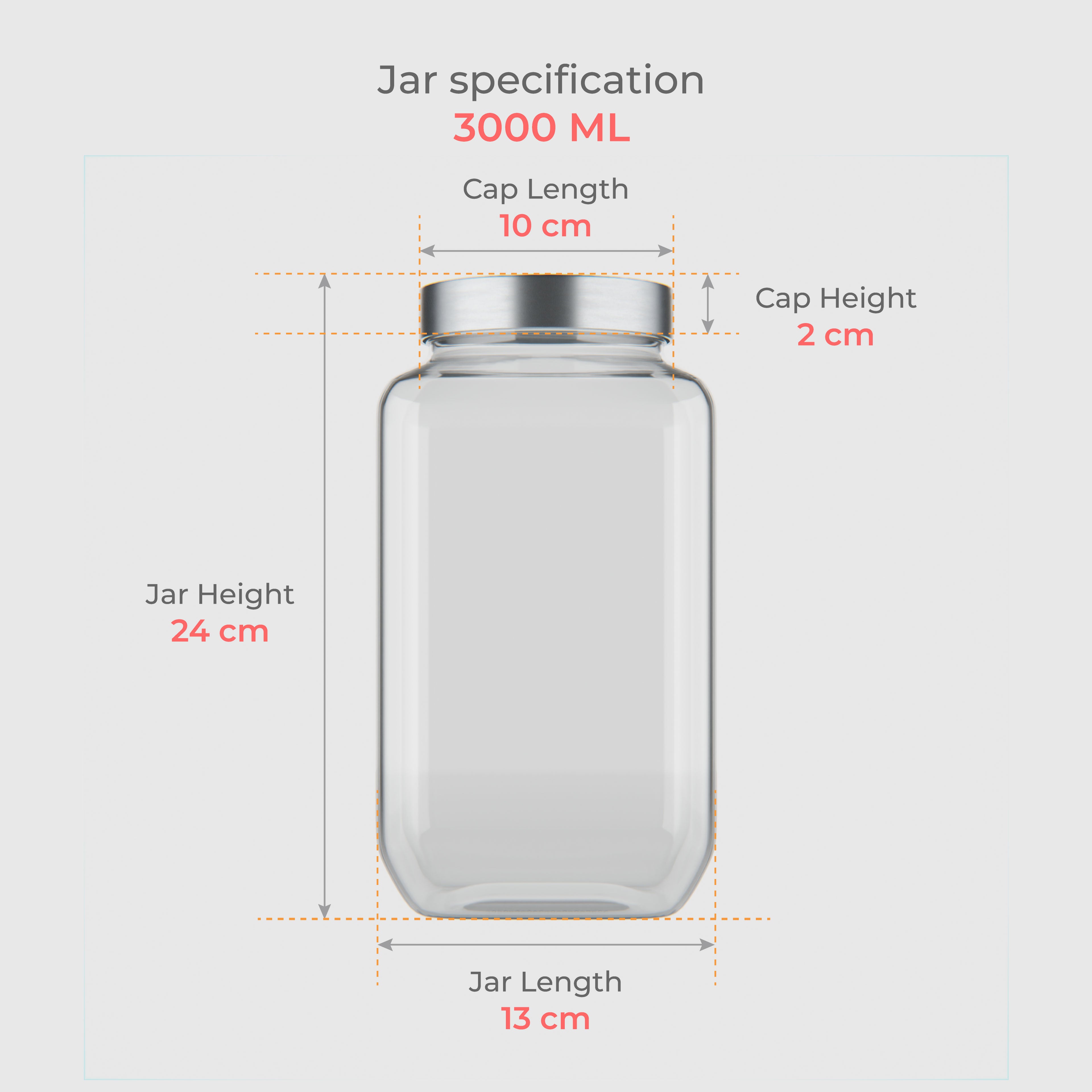 3000 ML Cubical Glass Storage Jars