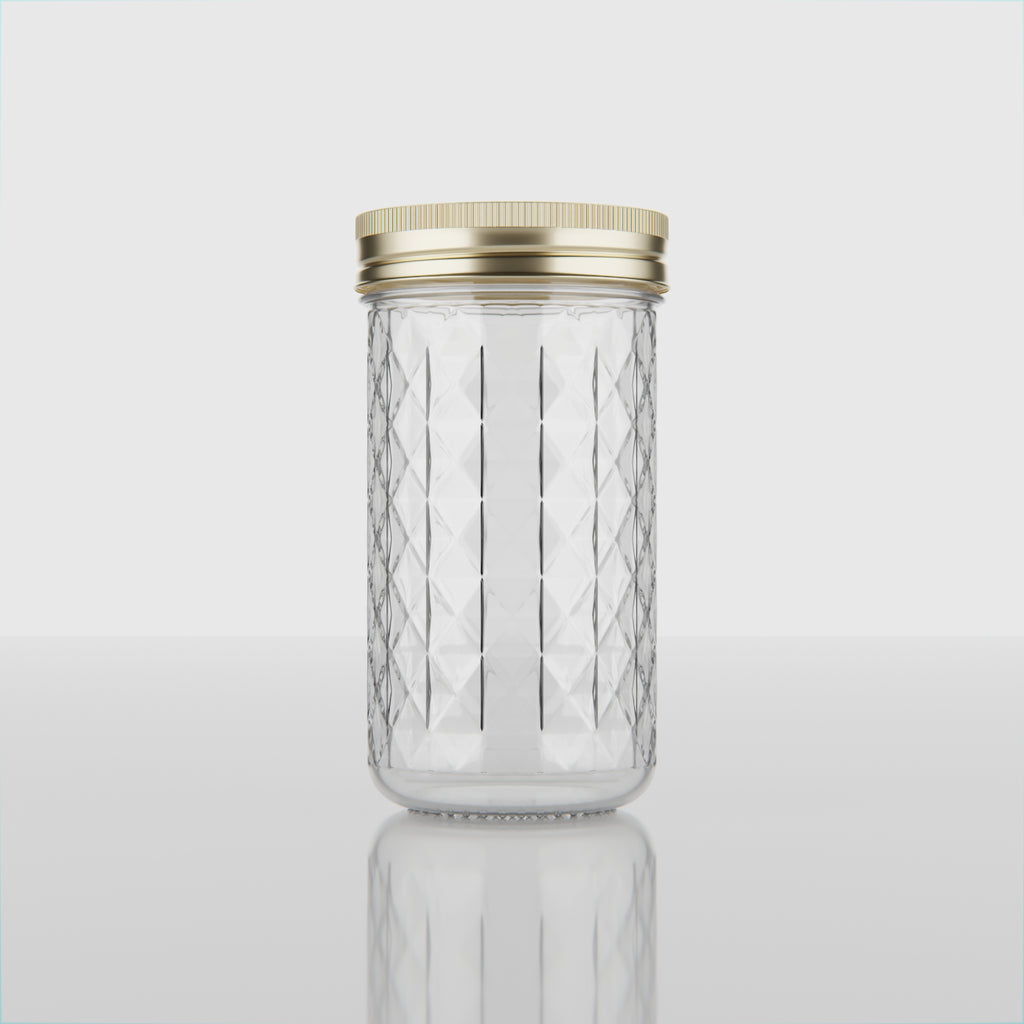 350 ML Charkut Glass Jar with Silver & Golden Airtight Cap