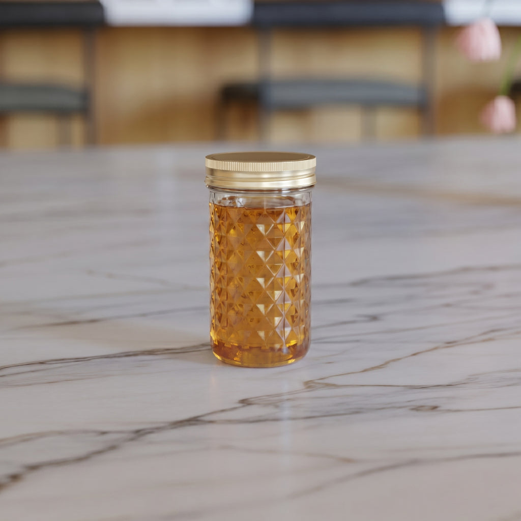 350 ML Charkut Glass Jar with Silver & Golden Airtight Cap