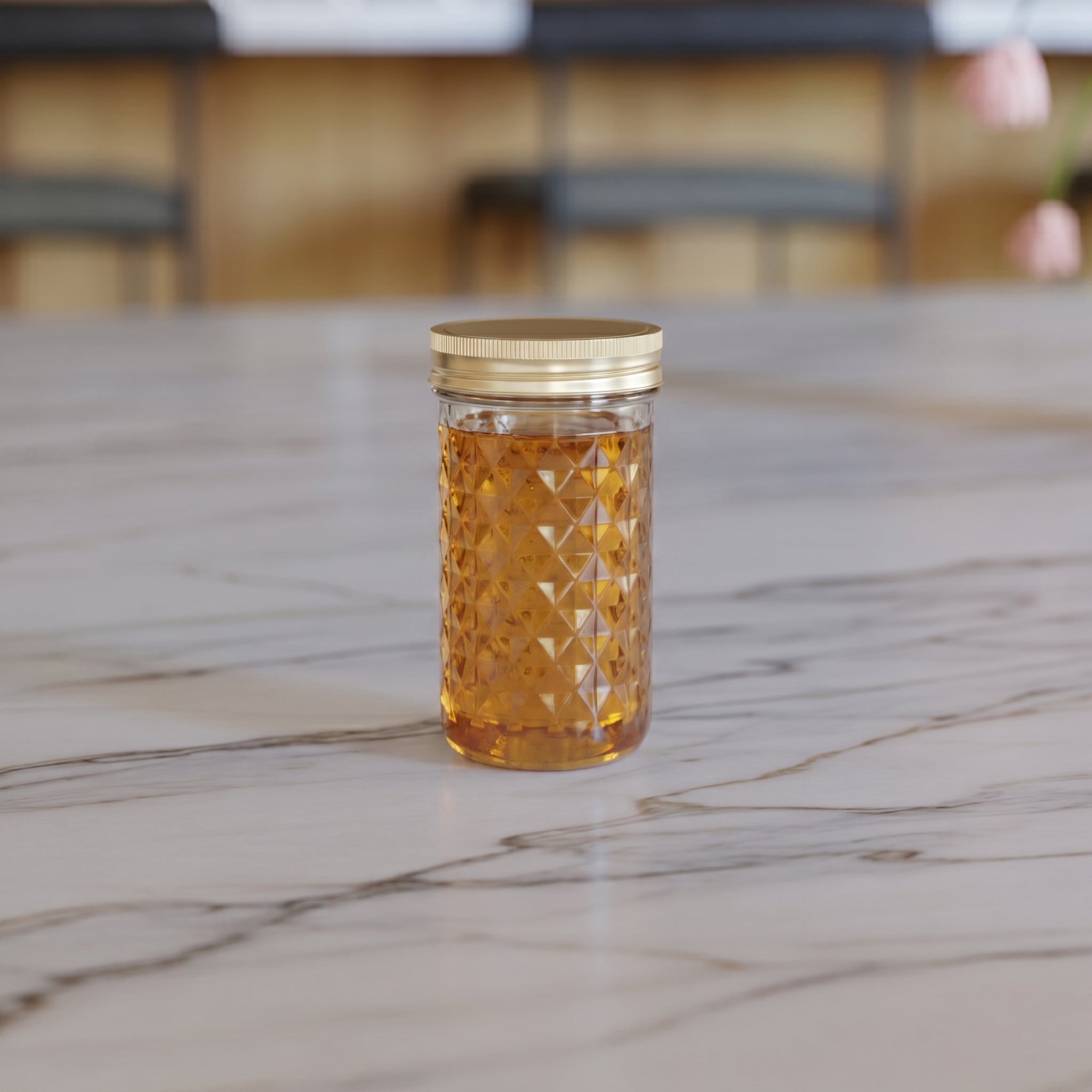 350 ML Charkut Glass Jar with Silver & Golden Airtight Cap