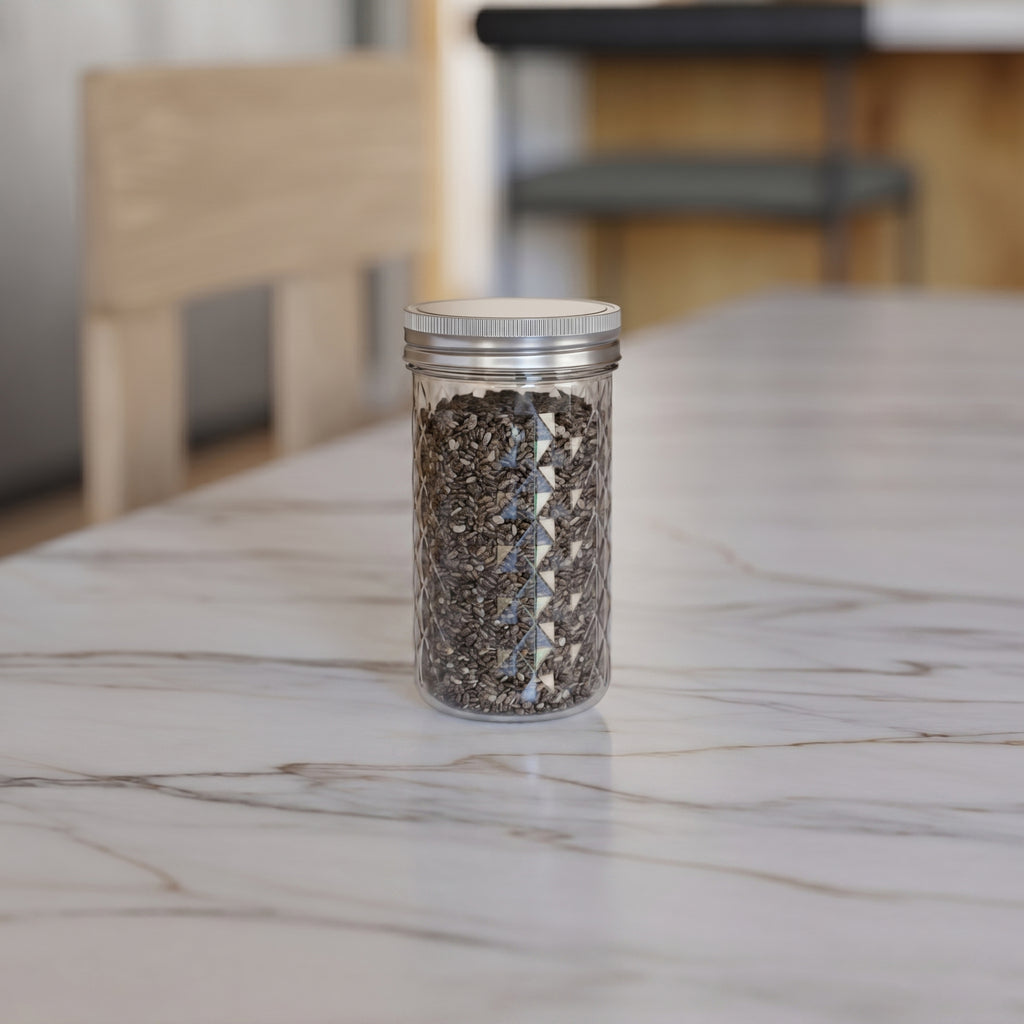 350 ML Charkut Glass Jar with Silver & Golden Airtight Cap