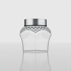 300 ML Crystal Design Glass Storage Jar with Red & Steel Airtight Cap