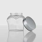 300 ML Crystal Design Glass Storage Jar with Red & Steel Airtight Cap