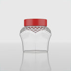 300 ML Crystal Design Glass Storage Jar with Red & Steel Airtight Cap