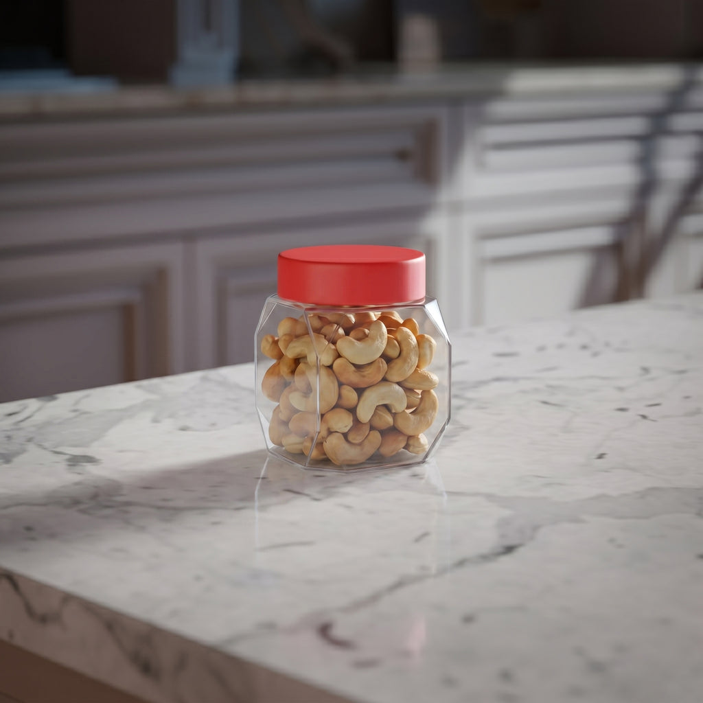 300 ML Lumens Glass Storage Jar with Red & Steel Airtight Cap
