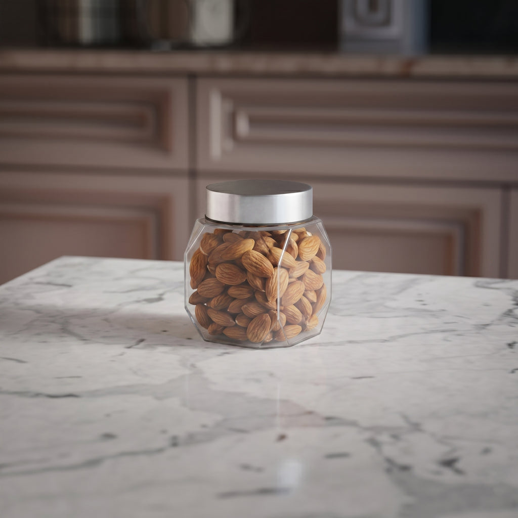 300 ML Lumens Glass Storage Jar with Red & Steel Airtight Cap